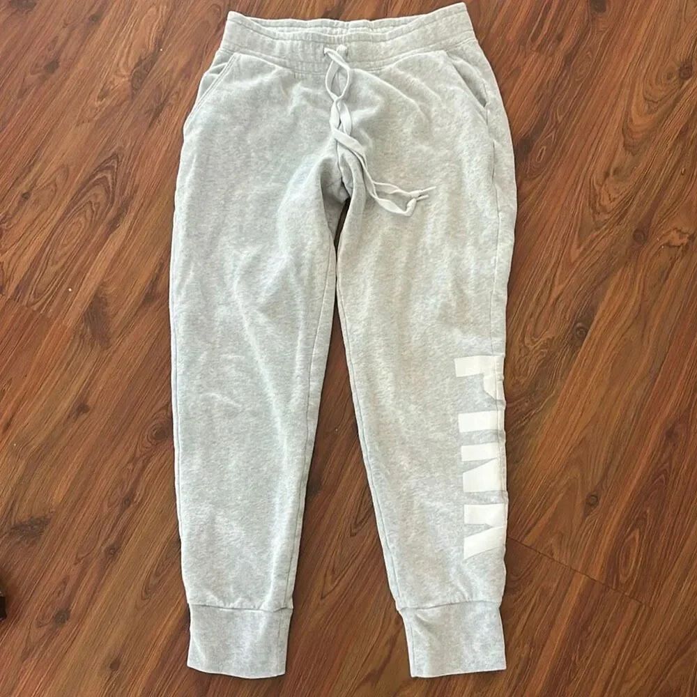 PINK Victoria’s Secret light Heather Gray drawstring joggers. Size S
